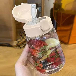 Clear Water Bottle, Bounce Water Cup with Lid, Drinkware, Drinking Cup for Home Office School