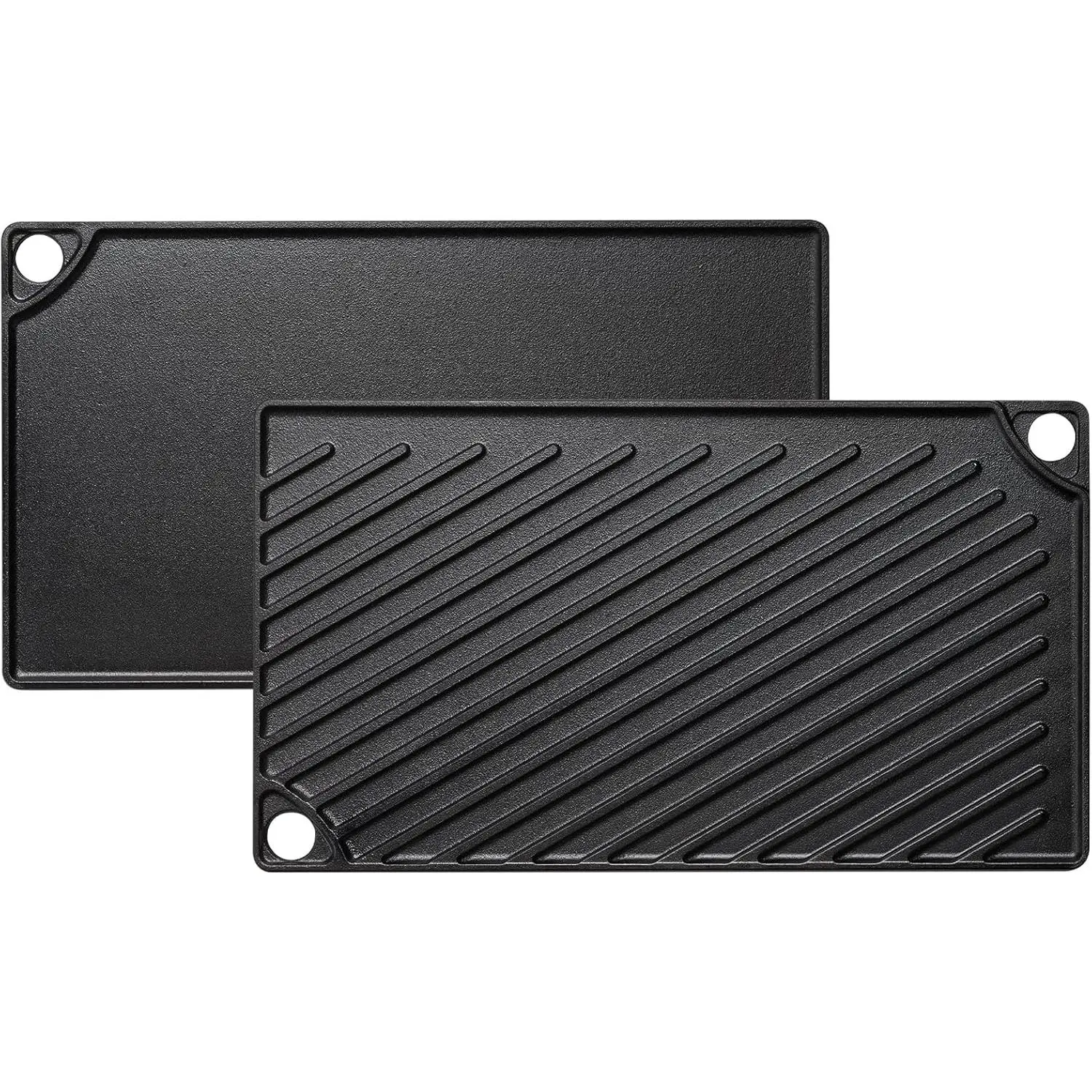 Double-Sided Grill/Frying Pan, 16.7x 9.5inch Pre-Seasoned Cast Iron Frying Pan, Dual Stove Cookware, Rectangular Non-Stick Stove Frying Pan with Handle, Suitable for Oven, Grill, and Campfire Flat Top Plate