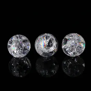 Natural Crackle Clear Quartz Rainbow Azeztulite Small Sphere Home Decor Energy Ornament