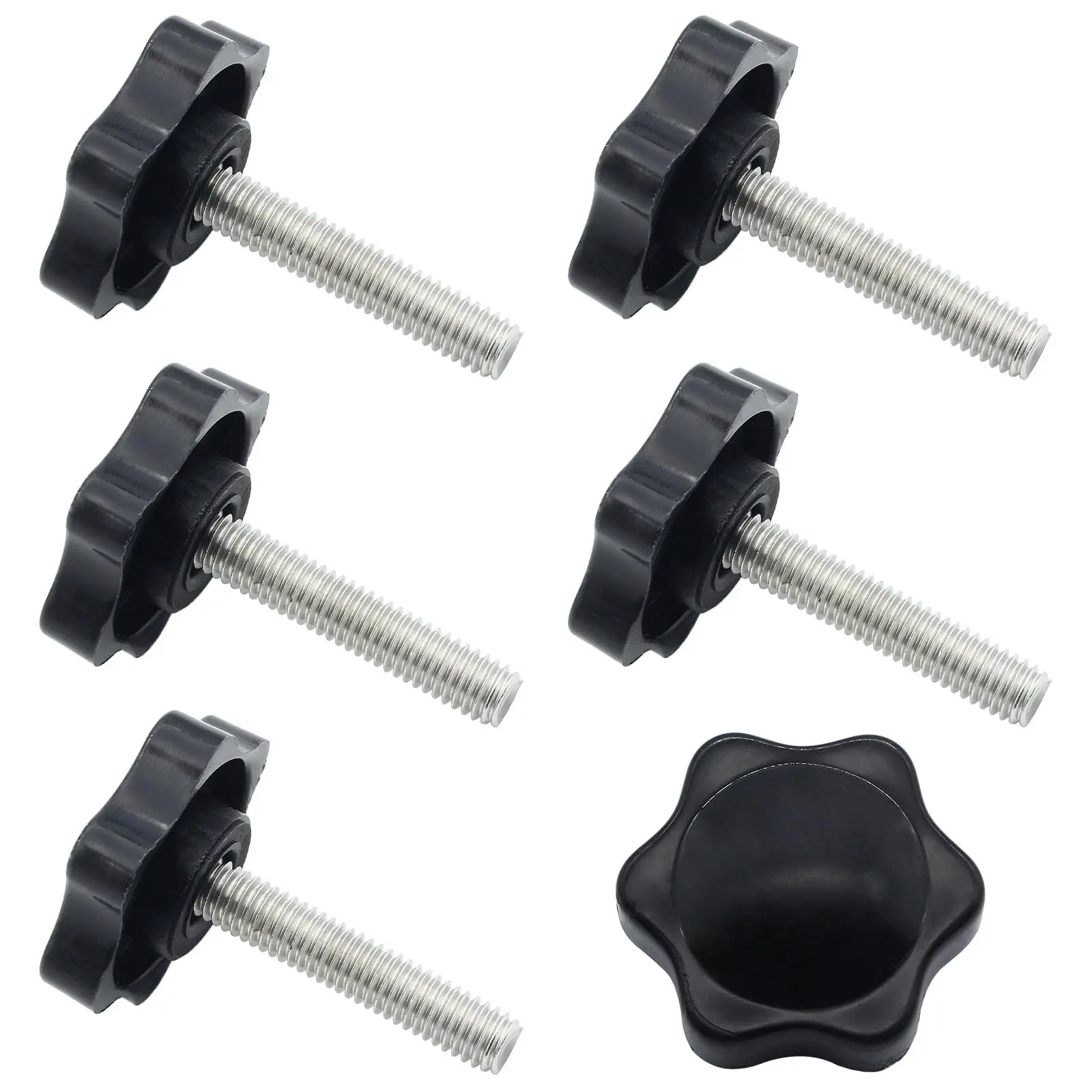 6 Pieces M6 X 30mm Thread Star Knobs  Plastic Hex Shaped Clamping Knob Handle Hand Tightening Screw For Umbrella Base Replacement