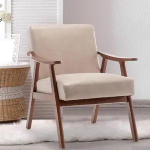 Accent Chair, Living Room Chairs with Extra-Thick Backrest, Lounge Accent Chair with Solid Wood Frame, Comfy Tech Cloth Vanity Chair Armchair for Bedroom, Reading Room, Office,