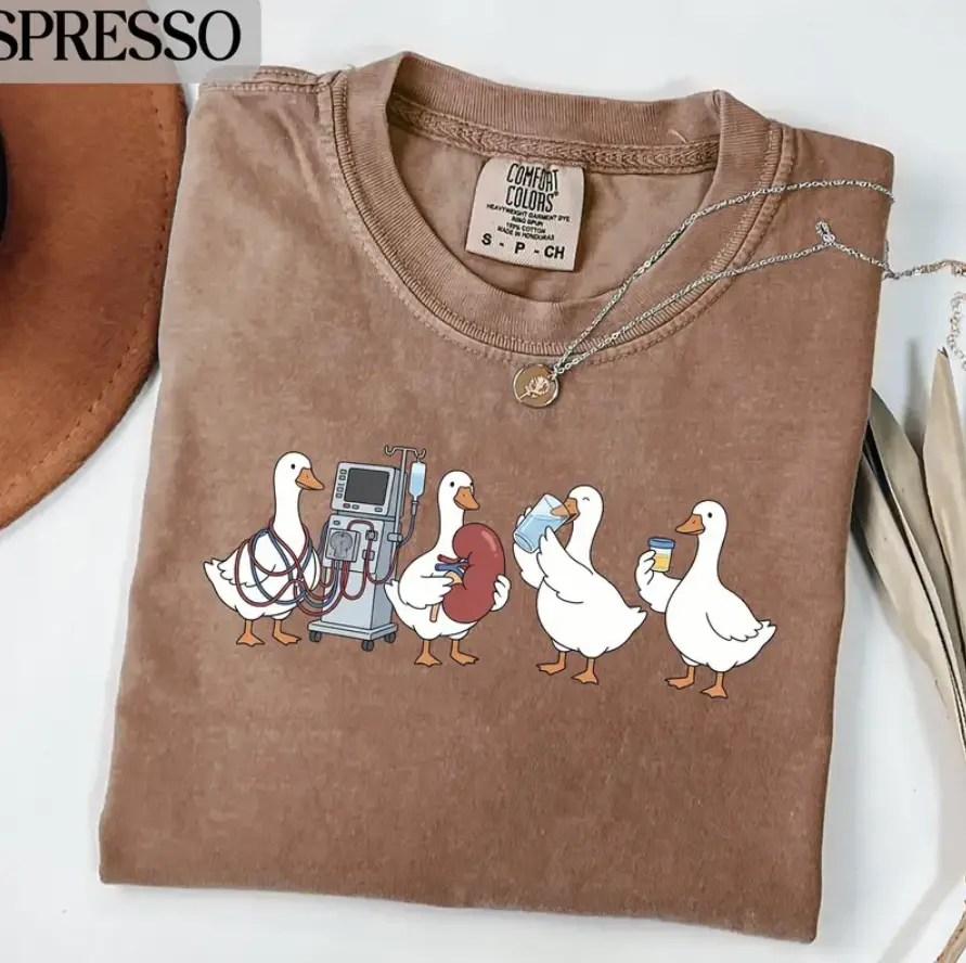 Comfort Colors Nephrology Goose T-Shirt, Dialysis Shirt, Funny Medical Graphic Tee, Kidney Shirts, Doctor Nurse Shirt, Gift for Nurse, Unisex Tshirt