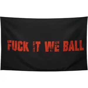 Tapestry  Fuck It We Ball Flag Black Cool Funny Flags for College Dorm Room Guys Girls Wall Meme Flags Banner 40x60 IN Bedroom Man Cave Indoor Outdoor Garden Decor Party