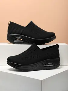 Women's Slip-On Casual Shoes, Plain Color, Comfortable Walking Sneakers, Perfect for Outdoor Walks, Shopping, Running