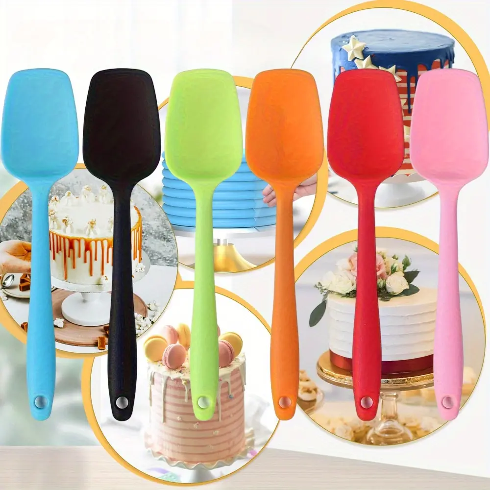 6 pack 8.2'' Silicone Shovel Set, Food-Grade Non-Stick Heat Resistant Scrapers and Rubber Spoons, for Jam, Cream, Mixing And Baking, a Must-Have Tool in The Kitchen, Cooking and Baking Mixing Tools