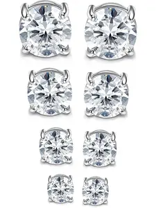 4-7MM Magnetic Earrings for Men Women Shiny Round Cubic Zirconia Stud Earrings for Non-Pierced Ears Hypoallergenic Stainless Steel Fake Earrings Not Easy to Fall off Earring Stacking Set Stackable Earrings