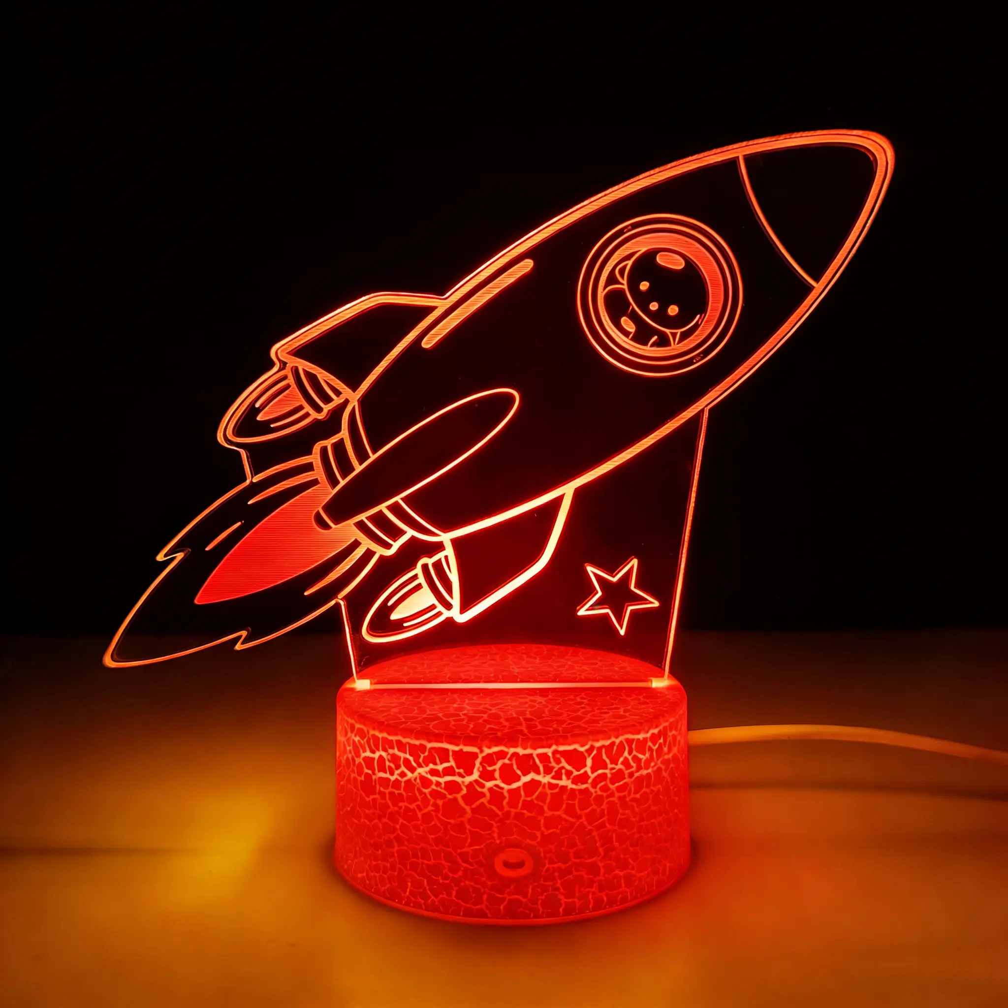 3D Illusion LED Space Shuttle Night Light, 7-Color Changing with Timer, 4 Flash Modes, Dimmable, Boys’ Room Decoration, Graduation Thanksgiving Father’s Day Holiday Xmas Spaceship Gifts