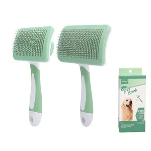 Generic Pet Comb Dogs Cats Hair Removal  One-click Auto Grooming  Puppy Comb Kitten  Pet Long or Short Hair Self Cleaning Accessories Pet Massage  Removes Tangles & Loose Fur tool hygiene brush animal facial happy bathing dematting