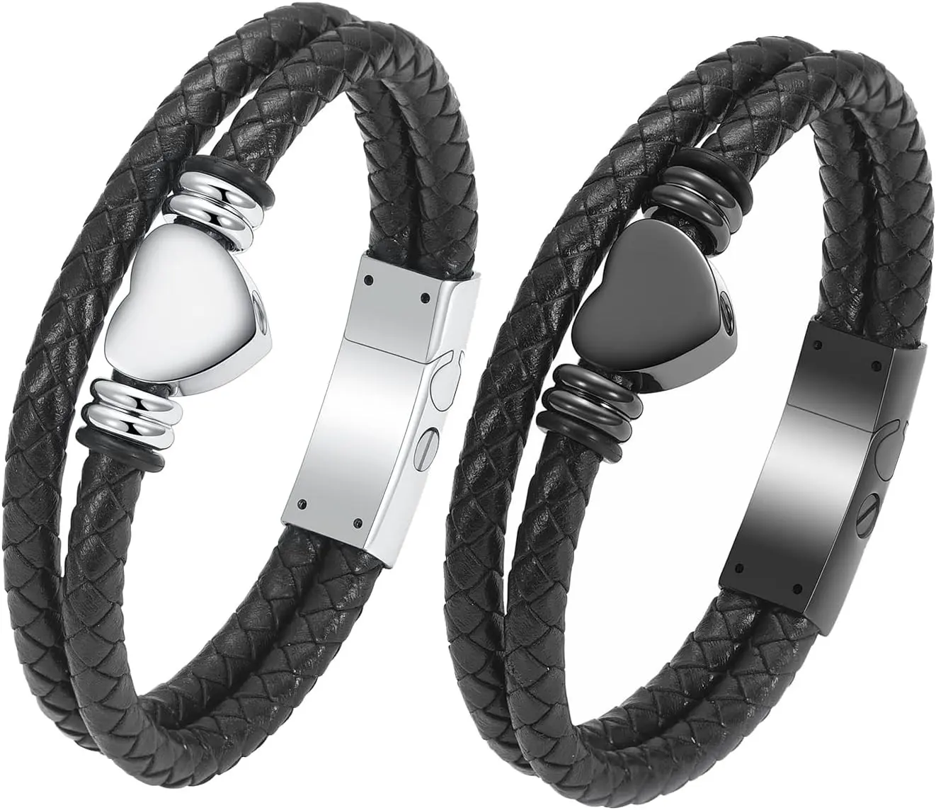 memorial jewelry Cremation Bracelet with Clasp Beads Cowhide Multi-Layer Braided Leather Urn Bracelet for Men Women
