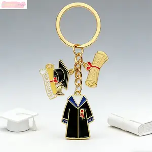 2026 Graduation Memory Keychain – Enamel Cap Gown Diploma Bouquet Charm for Class of 2026 Graduates High School College Keepsake Gift