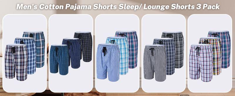 MoFiz Men's Pure Cotton Sleepwear Casual Sleepwear 3PACK Pajama Set MoFiz Men's Pure Cotton Sleepwear Casual Sleepwear 3PACK Pajama Set