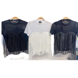 Adaly Top - 95% Polyester 5% Spandex with Fringe Detailing Available