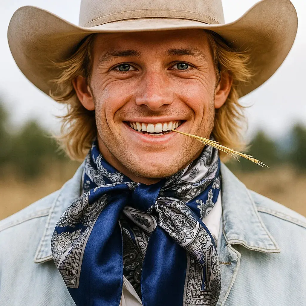 Blue Paisley Wild Rag - Western Scarf