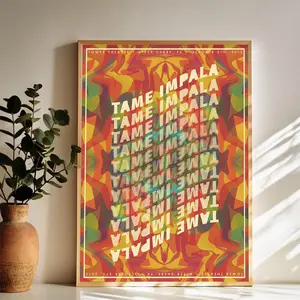 Tame Impala Concert Poster for Tower Theatre Show Wall Art Vintage Black and White Art Posters Funky Aesthetic Canvas Prints Retro Bar Cart Decor for Bar Bedroom