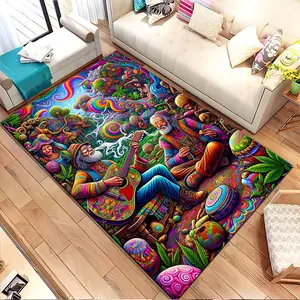Psychedelic musicians with a vibrant, colorful swirl. Printed pattern home carpet, suitable for living room, bedroom, kitchen mat, home decoration, carpet, and also suitable as a holiday gift