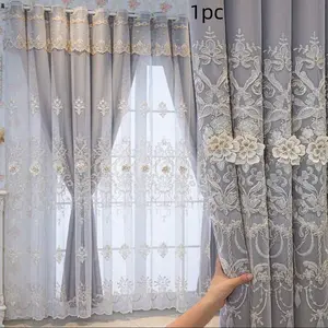Luxury European Embroidered Blackout Curtains, UV Protection, Light Blocking, Bedroom Living Room Decor, Home Decoration Curtain, Korean Style Drapes