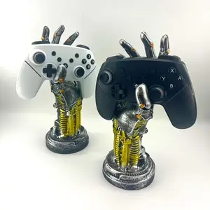 One Unique Sci-Fi Cyberpunk Mechanical Arm Statue, Ultra-Futuristic Design Game Controller Holder, Headset Stand, Desktop Ornament, Perfect Gift for Gamers and Men, Suitable for Valentine'S Day, Father'S Day, Christmas, Anniversary, Thanksgiving, etc