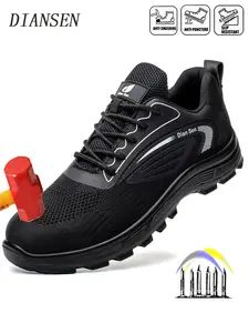 Steel Toe Shoes for Men Comfortable Breathable New Fashion Safety Shoes Workwear Shoes Work Lightweight Steel Toe Anti-smash Anti-Punctur Sneakers Indestructible Safety Sneakers Industrial Work Footwear Sturdy Work Shoes
