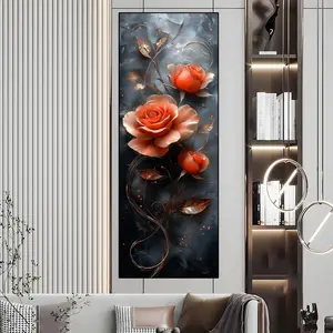 Flower Pattern Unframed Painting, 1 Count Modern Canvas Wall Art, Wall Decor for Home Living Room Bedroom Study Room, Home Decor, Ornaments