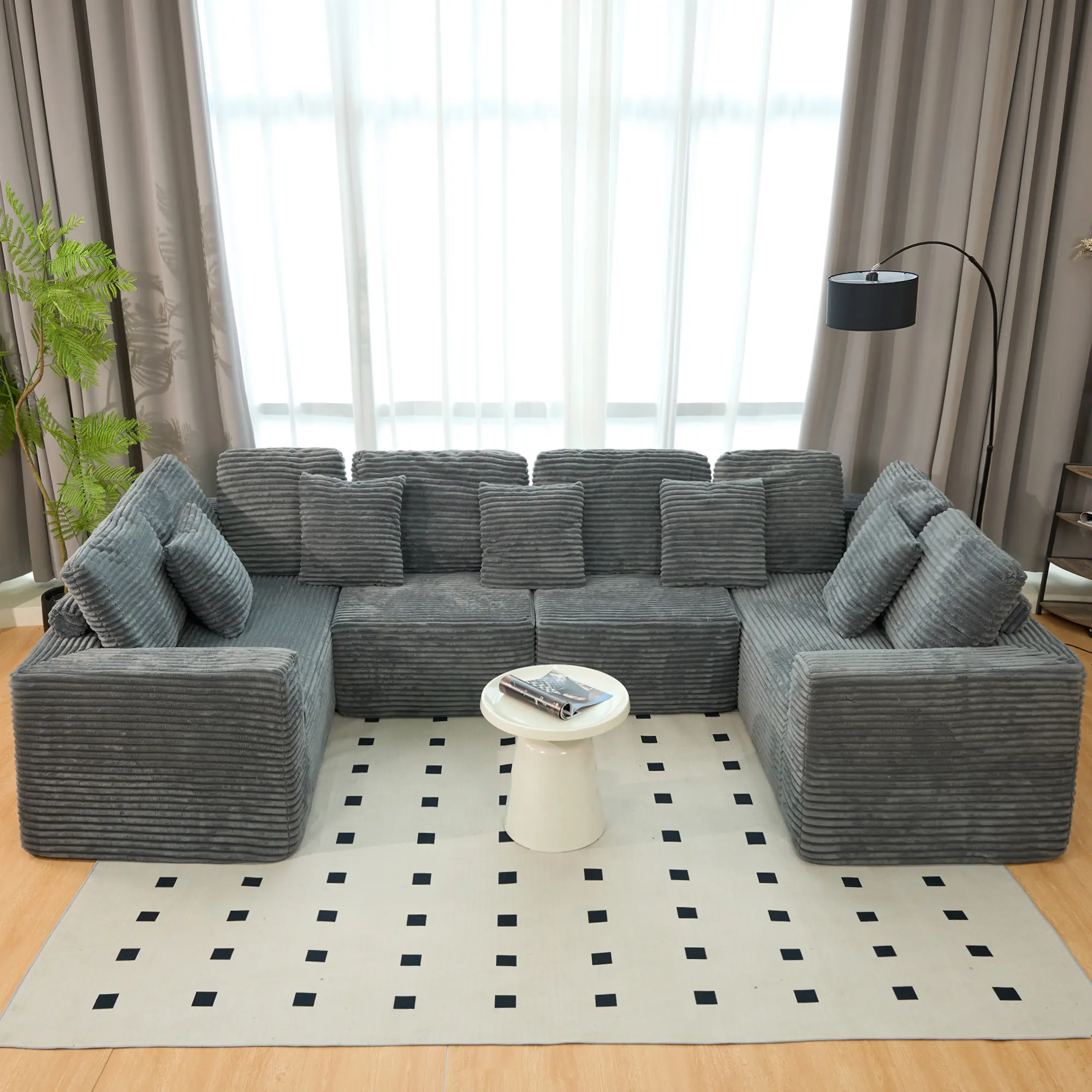 DARK GREY + Polyester + 6 Seat + Polyester