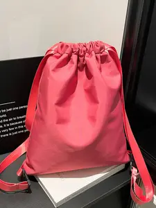 Pure Color Simple Fitness Sports Casual Large Capacity Drawstring Design Bag, Fashion Relaxed Modern Style Backpack, Trendy Leisure Bag