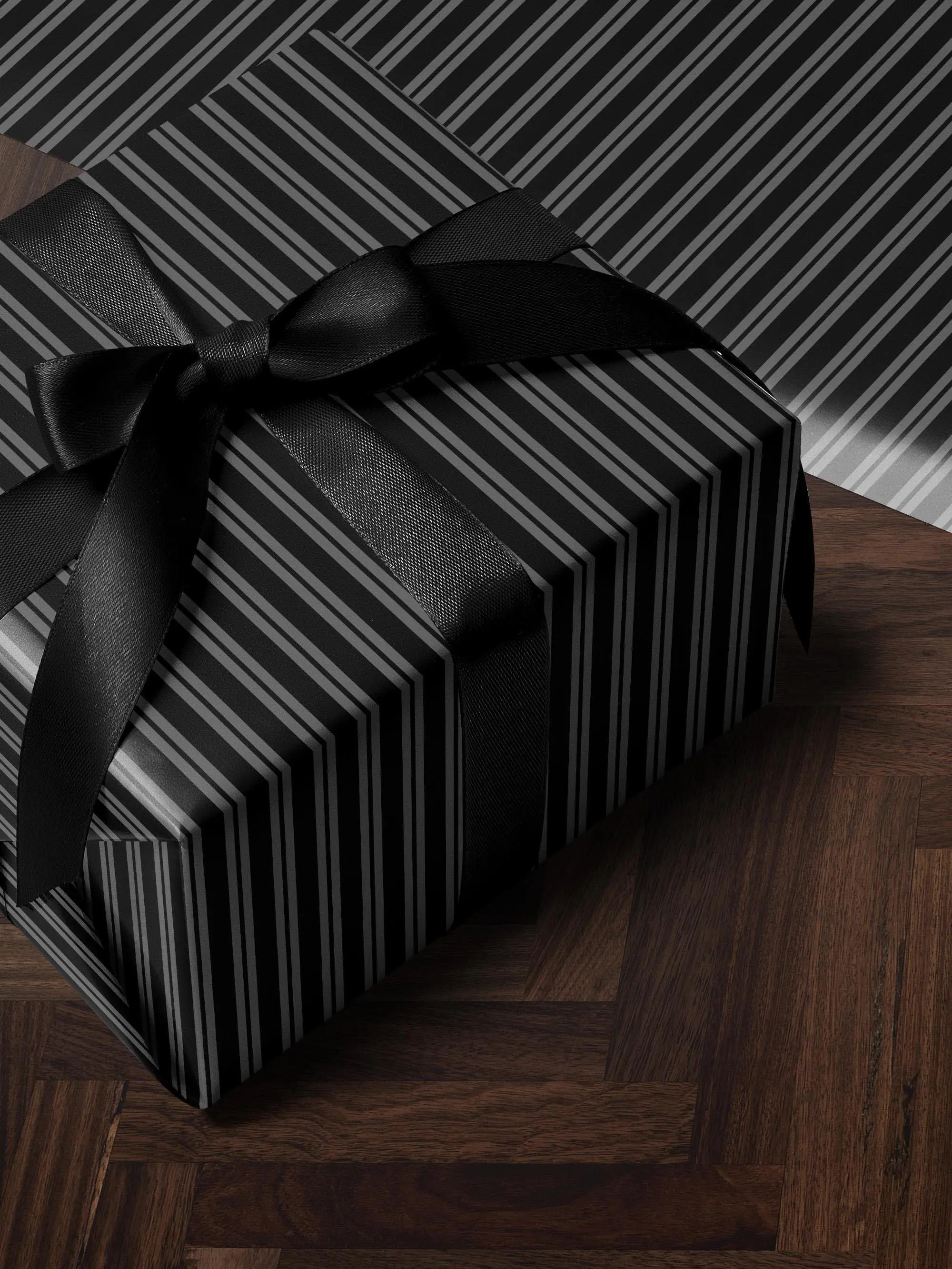 Gothic Gift Wrap Black Stripe Wrapping Paper Elegant Classic Holiday Chic Wrapping Papers Birthday Gifts - Decorative Rolls for Presents and Celebrations