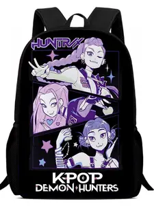 Huntrix Anime Backpack, K-Pop Demon Hunters Design, Large Capacity School Bag, Secondary Education Student Bookbag, Trendy Shoulder Bag