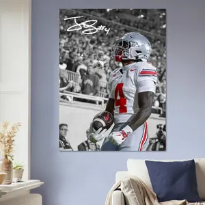 Jeremiah Smith Ohio State Poster • Buckeyes Football Art Print • OSU Wide Receiver Decor. NO FRAMED