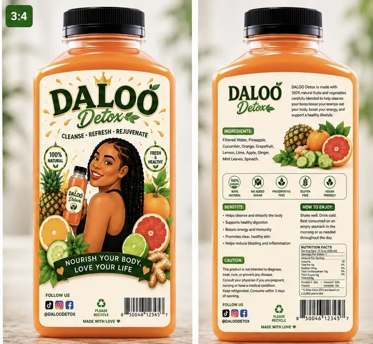 Daloo DETOX NATUREL FRUIT JUICE 12 Fl 0z
