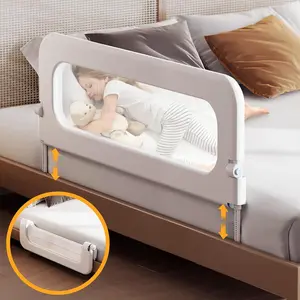 Trenect Baby Bed Guard Rail for Toddlers, 48in Extra Tall Adjustable Bedrail with Swing-Down & Foldable Design, Breathable Mesh Child Safety Side Rail for Twin, Full, Queen, King Beds