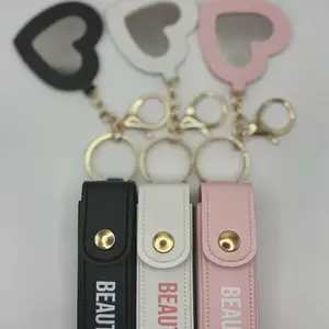 Beauty Lip Oil Keychain with Heart Mirror