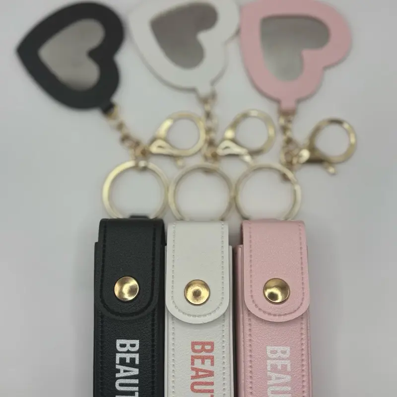 Beauty Lip Oil Keychain with Heart Mirror