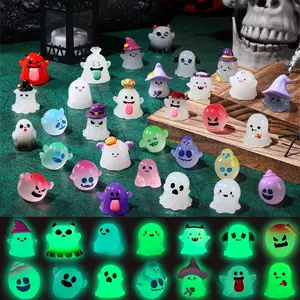 31pcs Halloween Mini Ghosts Figures Decor, Luminous Small Little Resin Ghost Figurines to Hide Glow in The Dark Statue for Halloween Party Favors Dollhouse Decoration Tiny Toys