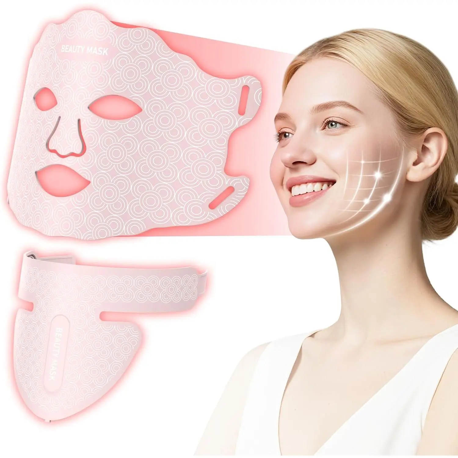 AYYHG 7-in-1 Silicone LED Light Therapy Facial Beauty Machine - USB Charging, Controller-Equipped Portable Face & Neck Mask for Home Use, Skin Firming, Soothing (All Skin Types, Beauty Products)