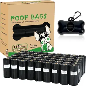 Poop Bag 1140 Counts 57 Rolls, Unscented Doggy Poop Bags, Leak-Proof  Bags for Poop,   Bags with Dispenser (13 x 9 Inches)
