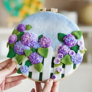 Needle Felting Kit - Purple Thistle Bloom. Wizardi DIY Wool Craft Kit F07N8-W442