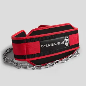 GYMREAPERS Dip Belt with Back Support and Heavy-Duty Steel Chain for Weighted Dips, Chin-Ups, and Pull-Ups - Red GYMREAPERS Dip Belt with Back Support and Heavy-Duty Steel Chain for Weighted Dips, Chin-Ups, and Pull-Ups - Red