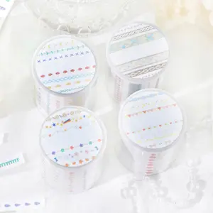 4 rolls 8m minimalist glitter tape with plant flower, mini pattern themes, minimalist style, made synthetic paper, self adhesive, DIY planner decoration, scrapbook notebook material tape