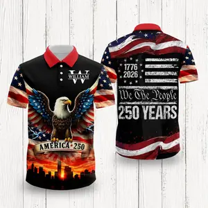 Custom Name America 250th Anniversary Polo, We The People 1776-2026 Patriotic Polo, Eagle USA Flag Golf Shirt, Semiquincentennial Gift