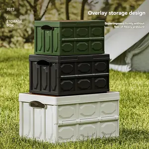 Outdoor Multifunctional Storage Box with Wooden Lid, Large-capacity Organizer, Portable Picnic and Camping Box, Stackable Storage Box, Holiday Gifts Suitable for People.