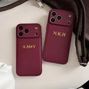 Personalized Luxury Customized Name 3D DIY  Engrave Faux Leather Phone Case For iPhone 17 16 15 14 13 Pro Max Plus Air