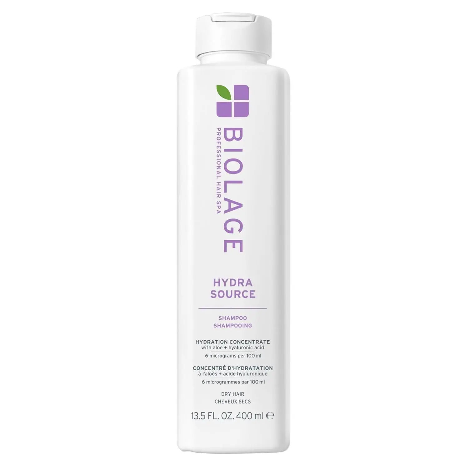 Biolage Hydra Source Shampoo with Hyaluronic Acid & Aloe, Hydrating Haircare for Dry Hair, Vegan & Unisex Cleansing Liquid, 13.5 fl oz, Moisture, Conditioning, Hair-Moisturizing, Matrix, Nourishing