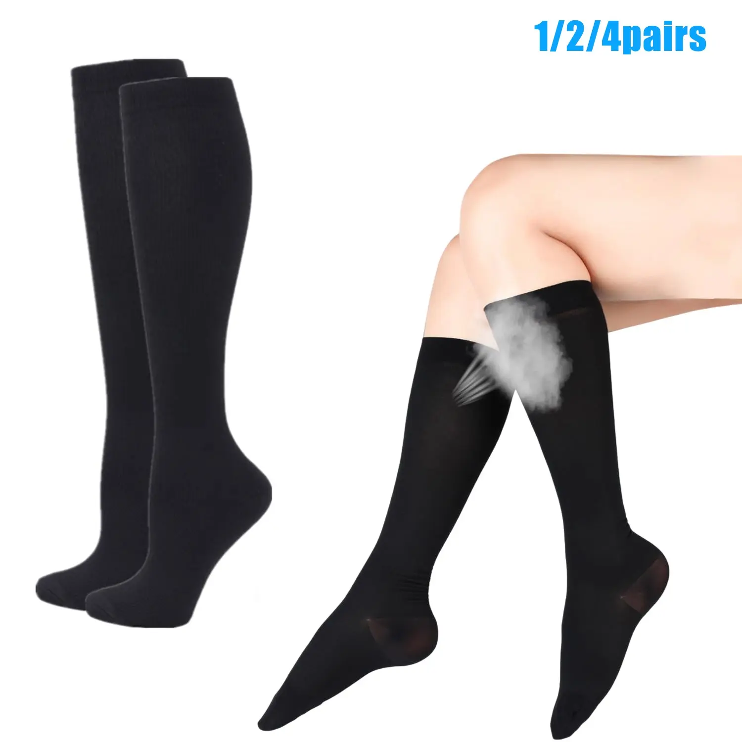 Copper Breathable Compression Socks for Men and Women, Athletic Running Socks, Travel Compression Socks, Polyester Blend, Smooth Knitted Fabric, Ideal for Running, Yoga, Rock Climbing, Cycling, Breathable Sports Socks