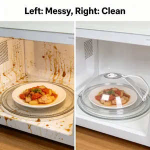 Reusable Microwave Splash-Proof Lid with Breathable Steam Vents, Heat-Resistant, Compatible with Most Plates and Bowls for Kitchen Protection