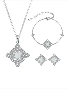 Moonstone Witches Knot Copper Jewelry Set for Women, Witch Pendant Necklace Bracelet Stud Earrings, Good Luck Irish Pagan Wiccan Jewelry Gift for Women Accessories