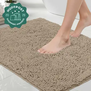 Gorilla Grip Bath Rug Mat,Thick Soft Absorbent Chenille, Rubber Backing Quick Dry Microfiber Mats, Machine Washable Rugs for Shower Floor, Bathroom Runner Bathmat Accessories Decor