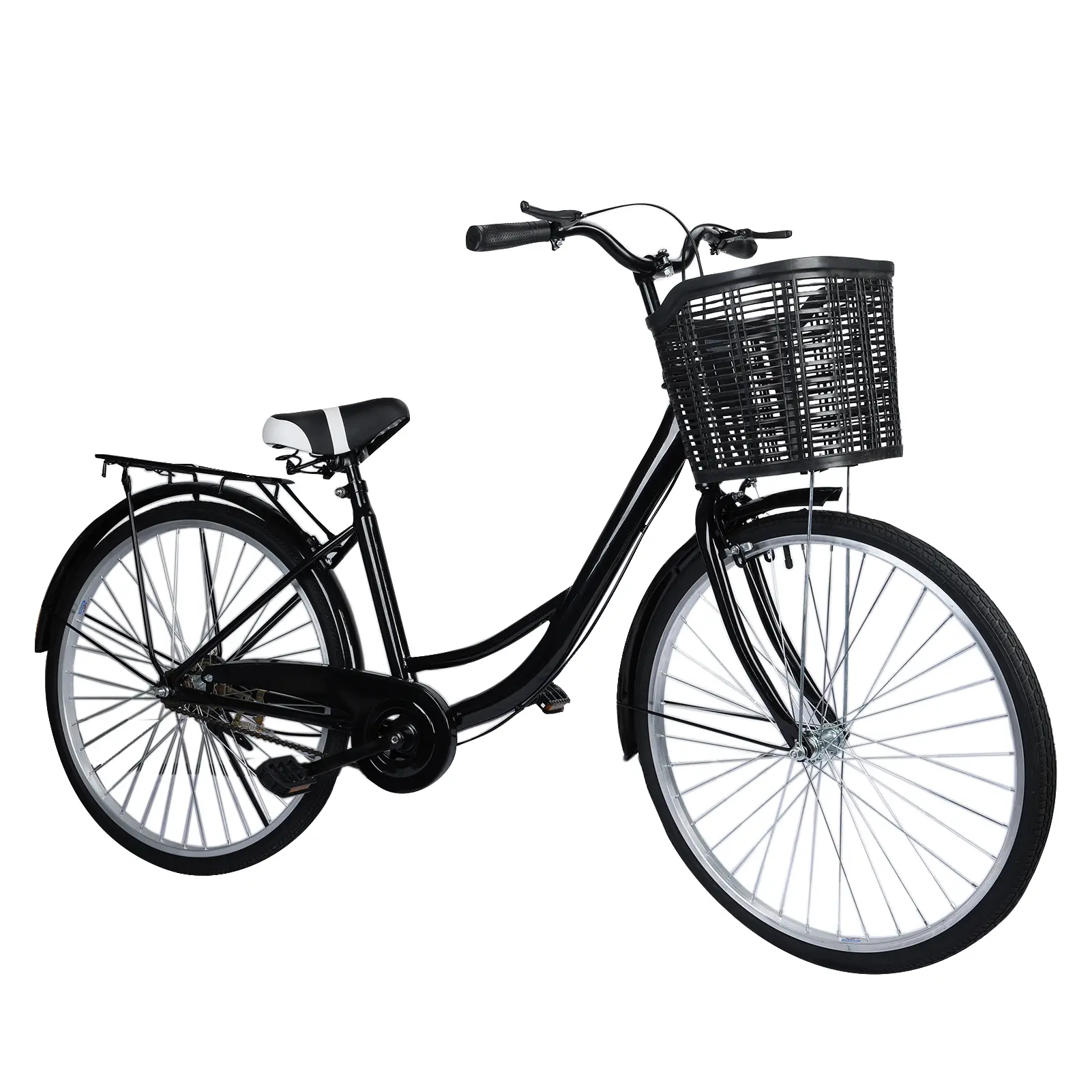 Womens Bike,  26 inch  Lightweight Adults Women Bike with Ratten Basket & Rack, Beach Cruiser Bike for Women, Womens Bicycle for Commuting, Step Through City Bikes for Women Adults Ladies