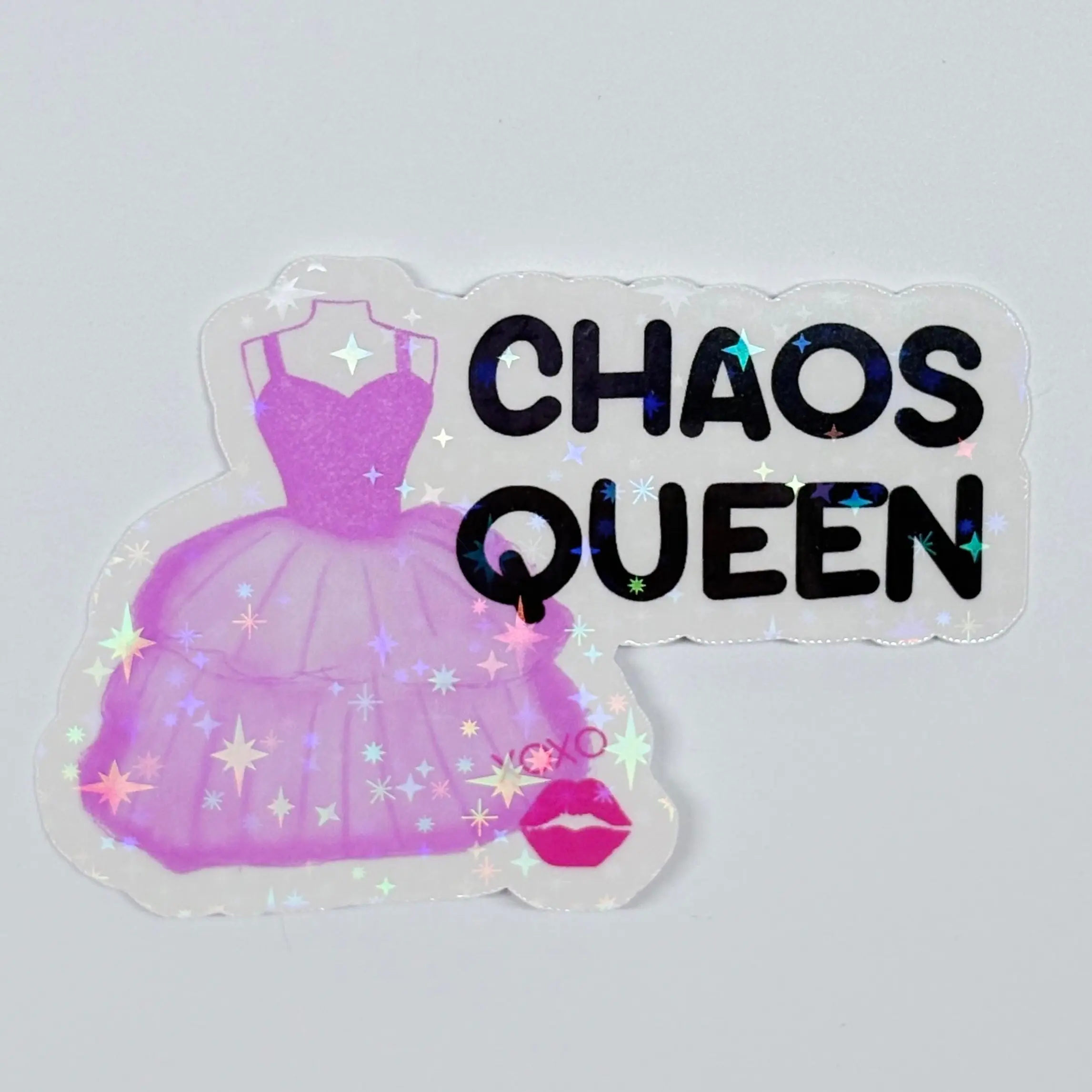 Pretty Chaos Holo Stickers - Hot Mess, Chaos Queen, 0 Chill Funny Glitter Decals - Handdrawn Original Artwork Waterproof Decorative Stickers
