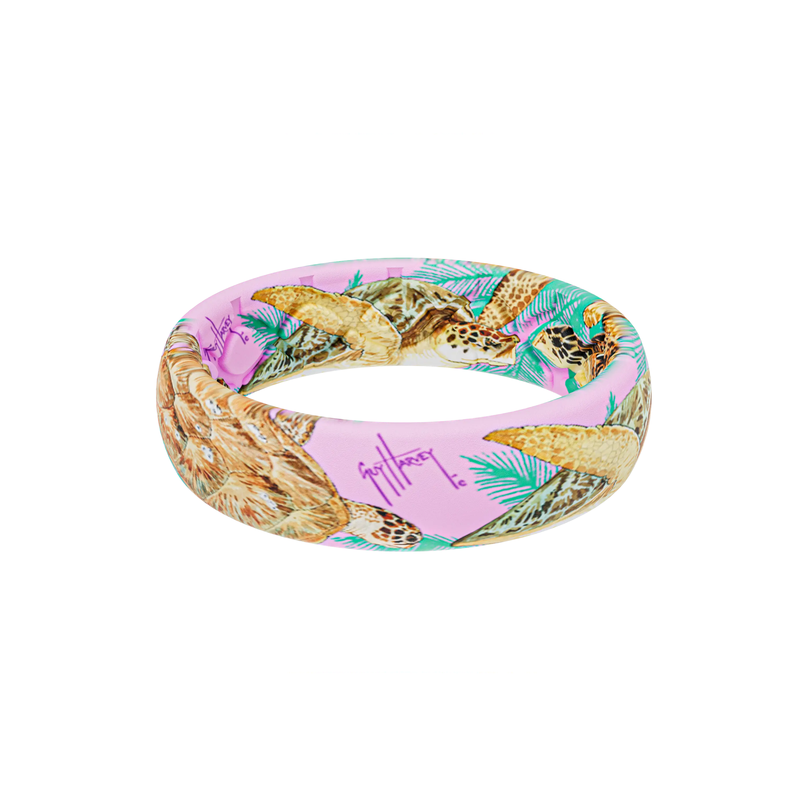 Guy Harvey Turtle Palms Thin Designed Ring for Women