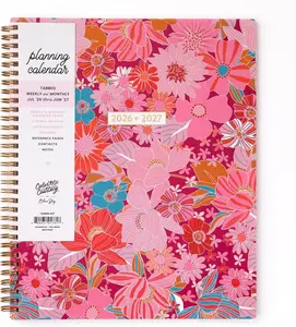 Blue Sky Color Me Courtney 2026-2027 Weekly and Monthly Academic Year Planner Calendar July 2026 - June 2027 8.5" x 11" Flexible Cover Wirebound Laminated Tabs Storage Pocket Includes Stickers Bloom Pink